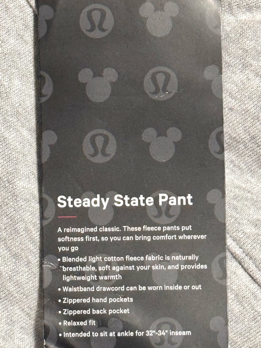 NWT Lululemon x Disney Mickey Mouse Steady State Jogger Grey S (LM5AVJS) - Picture 11 of 11
